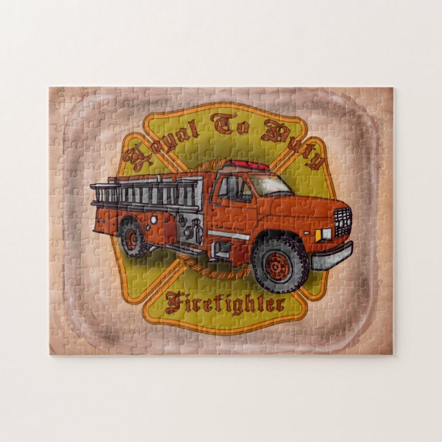 Puzzle "Loyal to Duty Fire Truck Feuerwehrmann" (Horizontal)