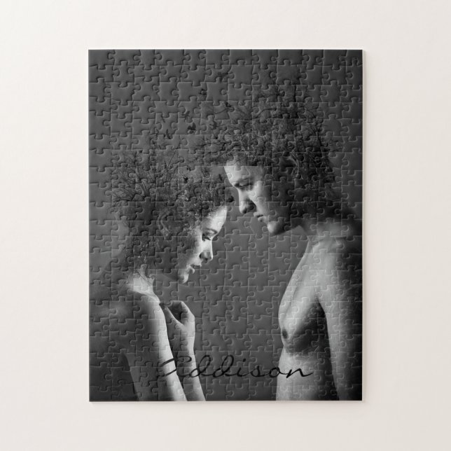 Puzzle mit abstraktem grauem Paar (Vertikal)