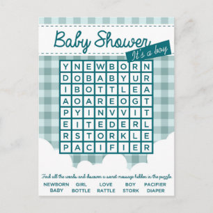 Puzzle mit Babydusche Einladungspostkarte