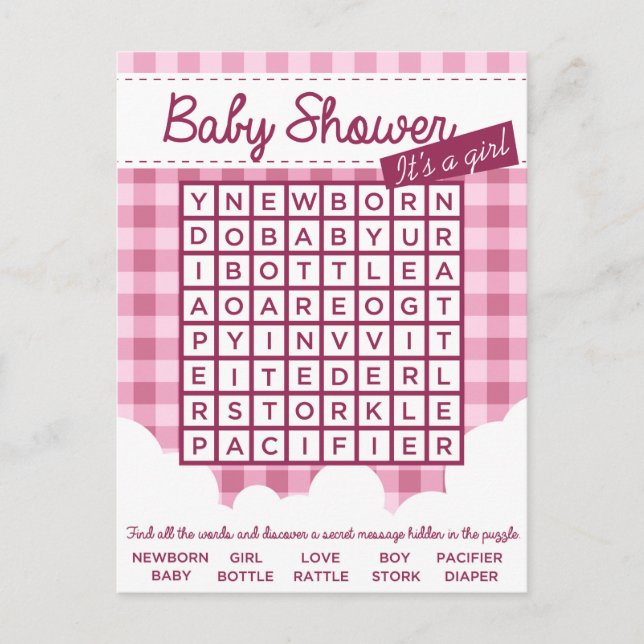 Puzzle mit Babydusche Einladungspostkarte (Vorderseite)