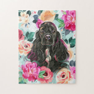 Puzzle mit Blumencocker spaniel art
