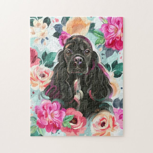 Puzzle mit Blumencocker spaniel art (Vertikal)