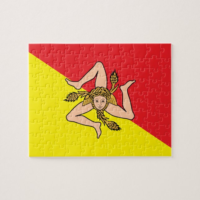 Puzzle mit der Flagge Siziliens, Italien (Horizontal)