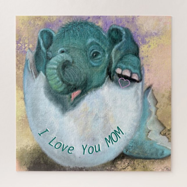 Puzzle mit Elefanten in Ei - ich Liebe Sie MAMA (Vertikal)