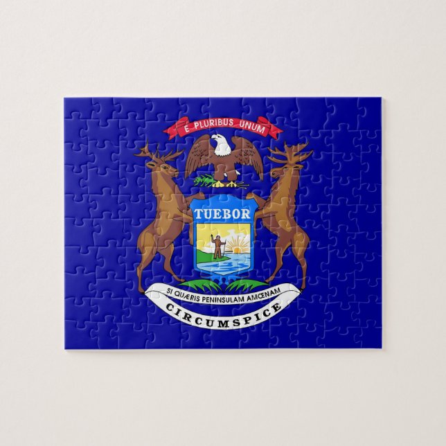 Puzzle mit Flag des Michigan-Staat (Horizontal)