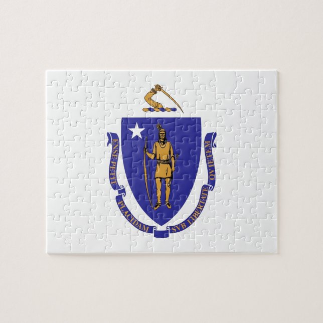 Puzzle mit Flag von Massachusetts Staat (Horizontal)