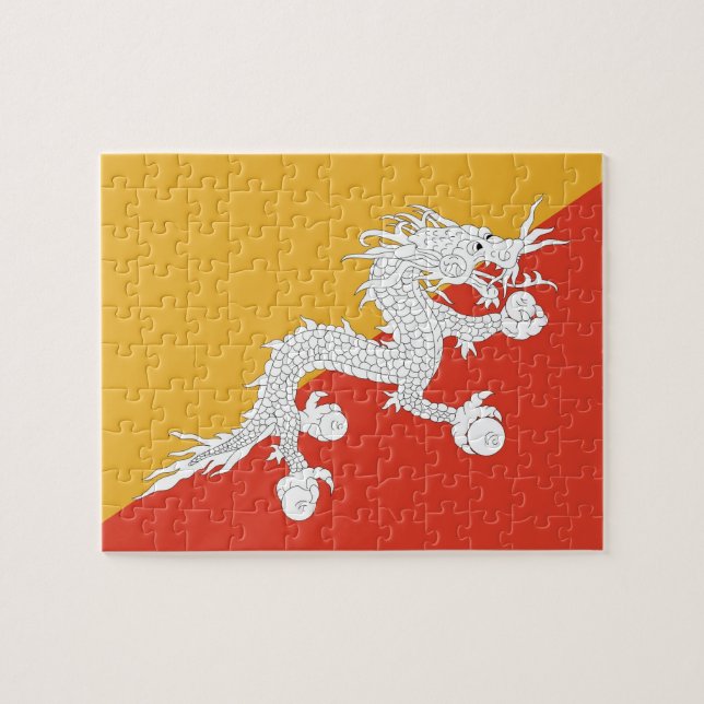 Puzzle mit Flagge Bhutans (Horizontal)