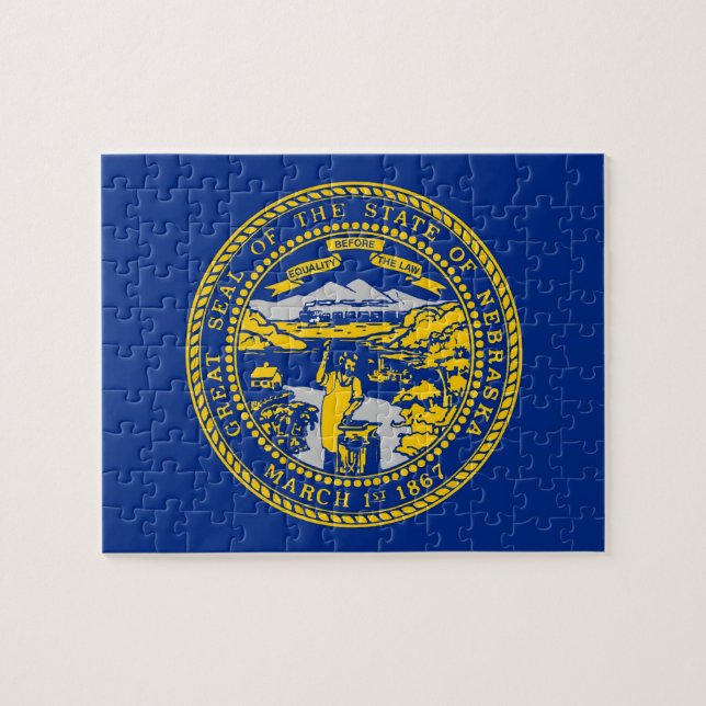 Puzzle mit Flagge des Nebraska-Staat (Horizontal)