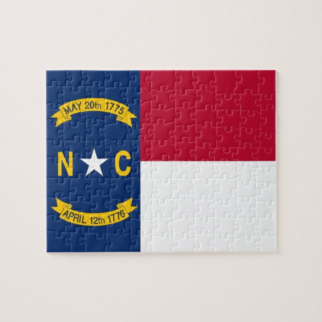 Puzzle mit Flagge des Staat North Carolina (Horizontal)
