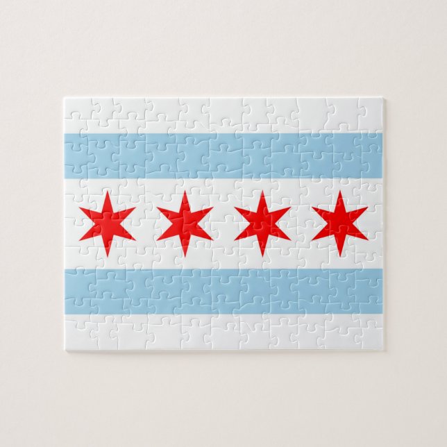 Puzzle mit Flagge von Chicago, Illinois (Horizontal)