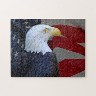 Puzzle mit Geschenkboxen/Bald Adler mit amerikanis