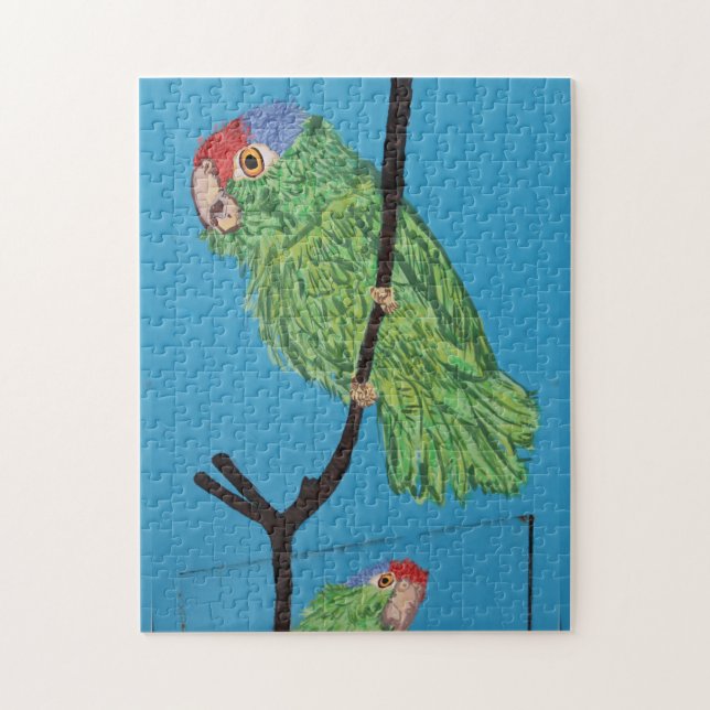 Puzzle mit grünem Papagei (Vertikal)