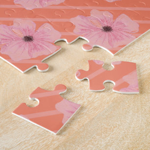 Puzzle mit rosa Blumen und Streifen