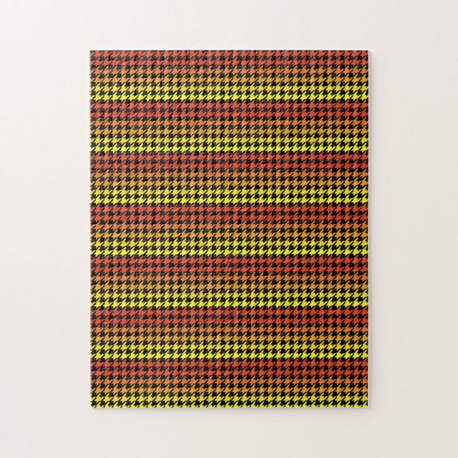 Puzzle mit rotem, gelbem Hahnentrittmuster (Vertikal)