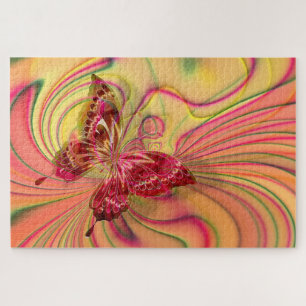 Puzzle mit rotem Schmetterling
