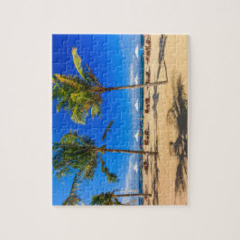 Puzzle mit tropischem Strand.