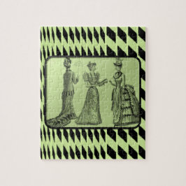 Puzzle mit Vintagen grünen Frauen