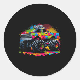 Puzzle-Monstertruck Autismus-Bewusstsein für Kinde Runder Aufkleber