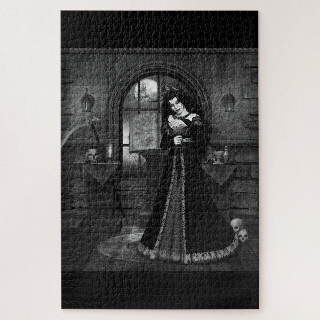 Puzzle mujer vampiro gotico blanco y negro (Vertikal)