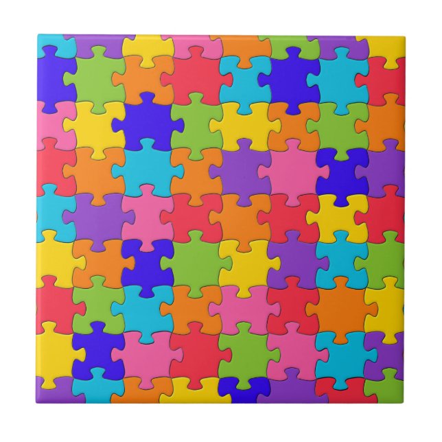 Puzzle Muster Jigsaw - Multicolor Stücke Fliese (Vorderseite)