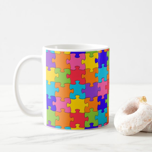 Puzzle Muster Jigsaw - Multicolor Stücke Kaffeetasse (Mit Donut)