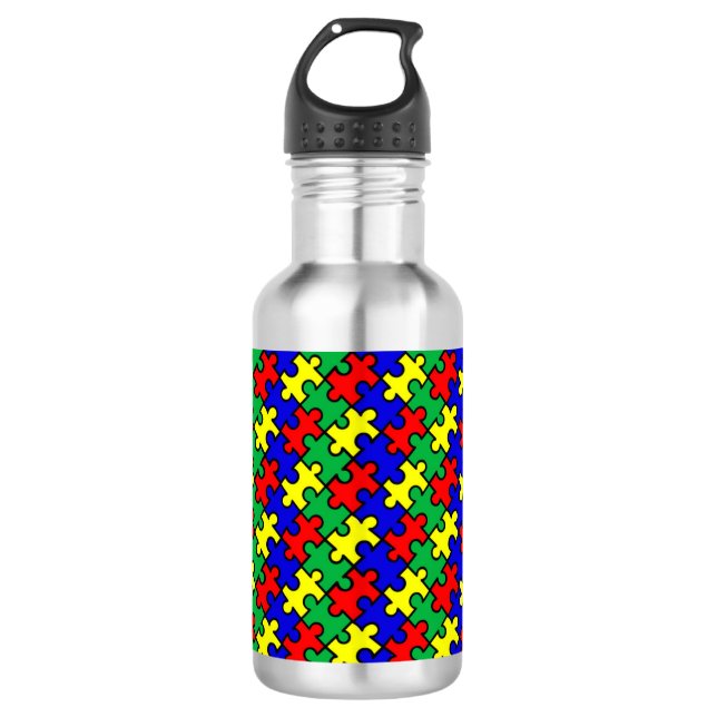 Puzzle nahtloses Muster Edelstahlflasche (Vorderseite)