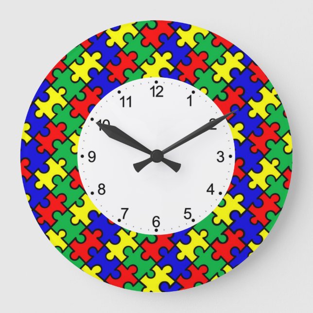 Puzzle nahtloses Muster Große Wanduhr (Vorderseite)