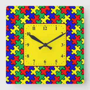 Puzzle nahtloses Muster Quadratische Wanduhr