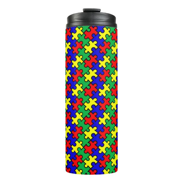 Puzzle nahtloses Muster Thermosbecher (Vorderseite)