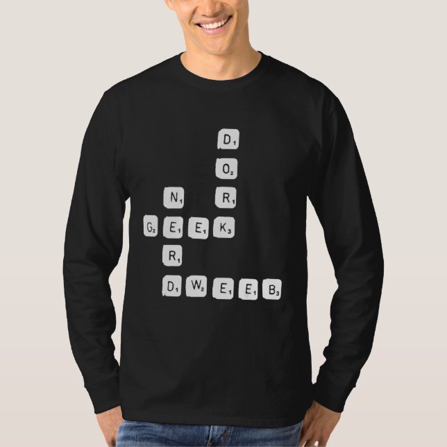 Puzzle Nerd Geek Depp Dweeb-Hard Letter-Zeichen T-Shirt (Vorderseite)