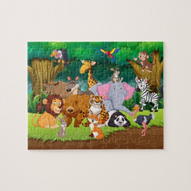 Puzzle niedlicher Dschungeltiere (Horizontal)