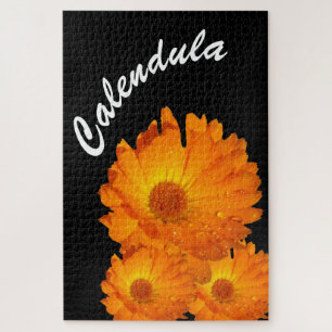 Puzzle - orange Calendula Blume Wassertropfen
