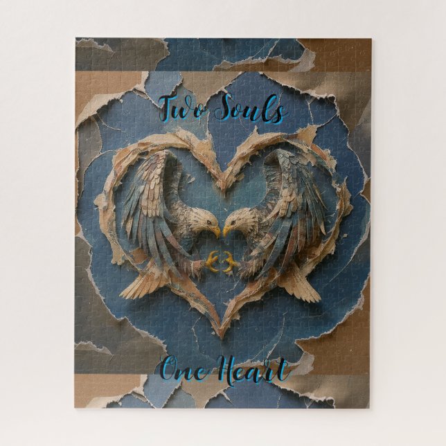 Puzzle Paper Cut Eagle Two Souls One Heart (Vertikal)