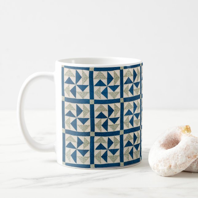 Puzzle-Patchwork-Quilt für Blaue und Weiße Holländ Kaffeetasse (Mit Donut)