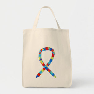 Puzzle Piece Awareness Ribbon Custom Art Toag Tragetasche