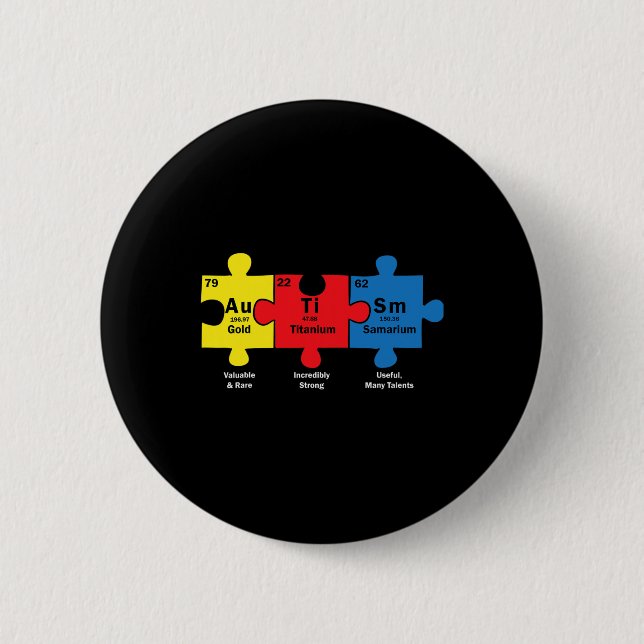 Puzzle Piece Chemieelemente Cool Autismus Awarene Button (Vorderseite)
