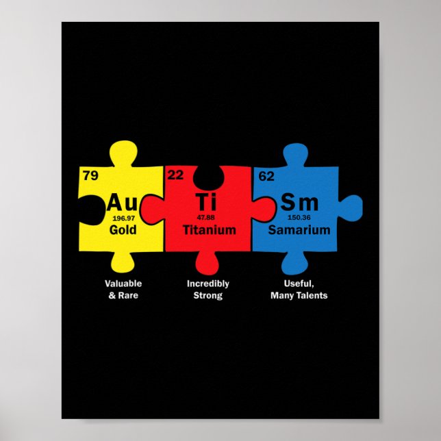 Puzzle Piece Chemieelemente Cool Autismus Awarene Poster (Vorne)