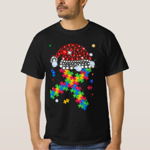 Puzzle Piece Ribbon Weihnachtsmannmütze Weihnachte T-Shirt