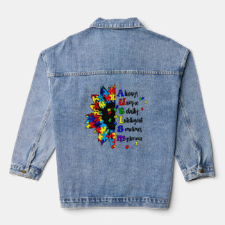 Puzzle Piece Sonnenblumen Autismus Sensibilisierun Jeansjacke