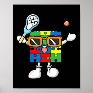 Puzzle Piece spielen Lacrosse Autism Awareness Boy Poster