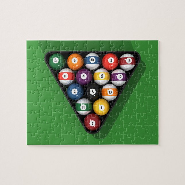 Puzzle: Pool Balls auf grünem Gürtel Puzzle (Horizontal)