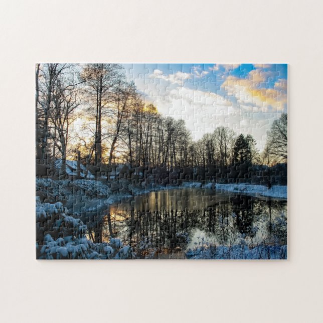 Puzzle “Reflejos de invierno en Bispingen” (Horizontal)