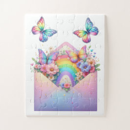 Puzzle- Regenbogen Glitter Schmetterling & Blume Puzzle