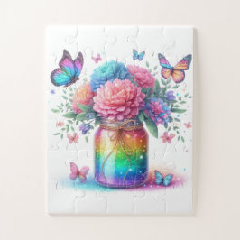 Puzzle-Regenbogen Glitter Schmetterling & Blume Puzzle
