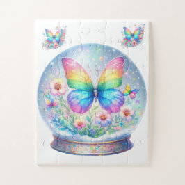 Puzzle-Regenbogen Glitter Schmetterling & Blume Puzzle