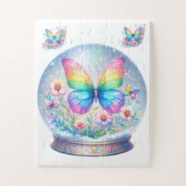 Puzzle-Regenbogen Glitter Schmetterling & Blume  Puzzle (Vertikal)