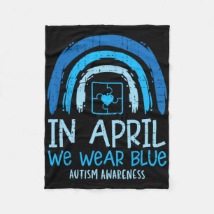 Puzzle Regenbogen Im April Tragen Wir Blau Autismu Fleecedecke