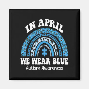 Puzzle Regenbogen im April tragen wir blauen Autis Magnet