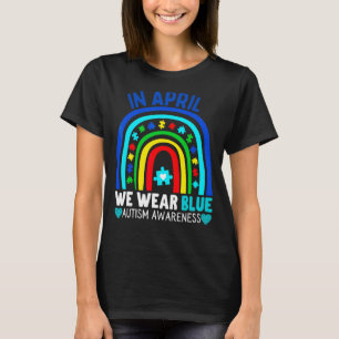 Puzzle Regenbogen im April tragen wir blauen Autis T-Shirt