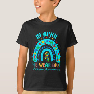 Puzzle Regenbogen im April tragen wir blauen Autis T-Shirt